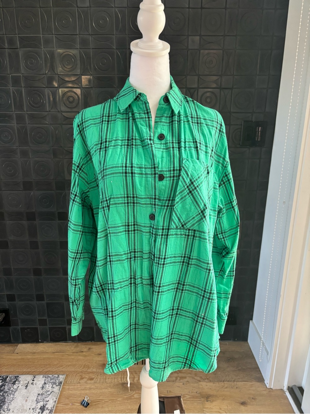 New Look Green Plaid Casual Button-Down Shirt